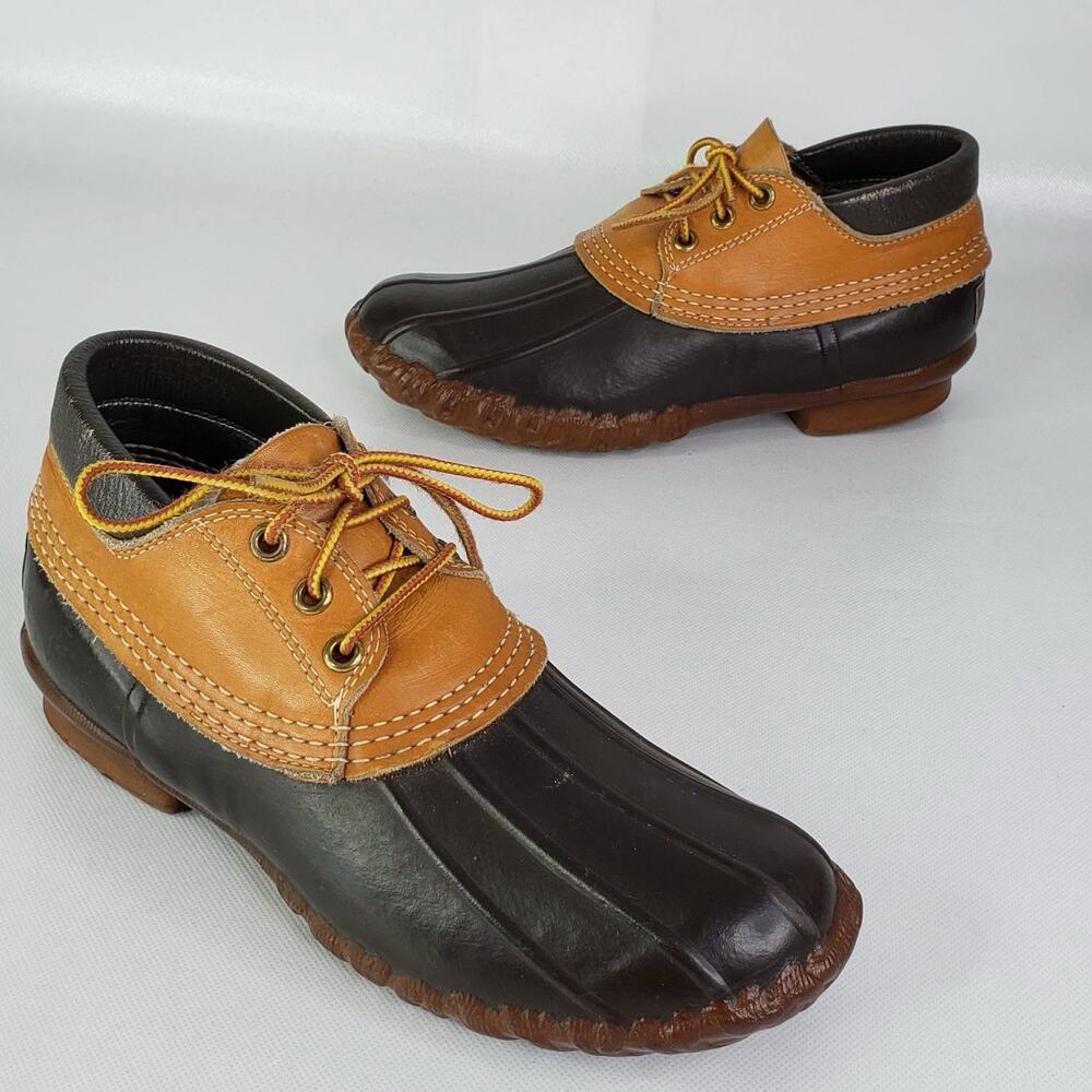LL Bean Boots Gumshoe Leather Rubber Moc Duck Low Ankle Lace Up Shoes Maine 7 M
